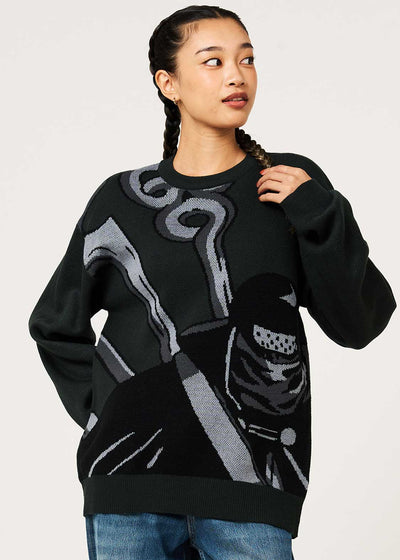 Fairy Tail 20th Anniversary Collaboration Mystogan Jacquard Knit Sweater - worn view 1