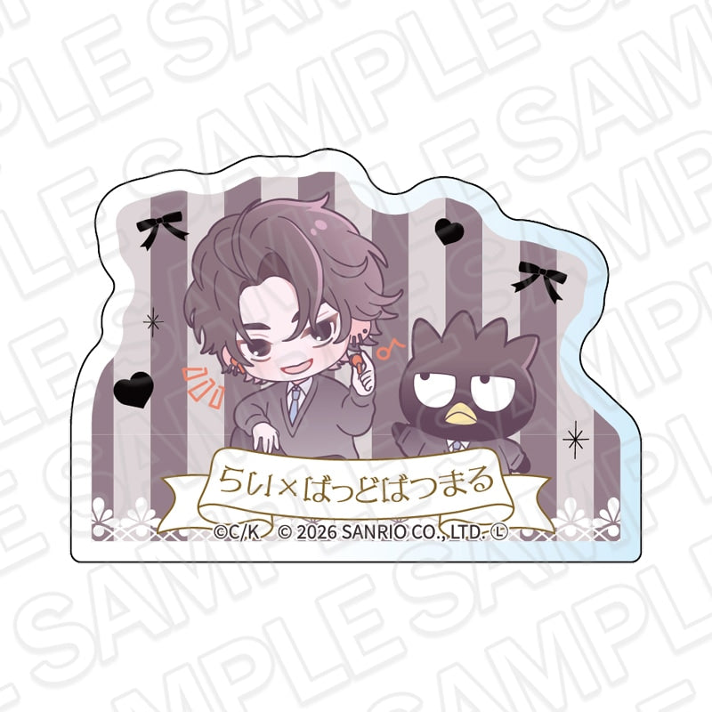 Fall in Love, You False Angels x Sanrio Characters - Chibi Name Badge Rai Futagami x Badtz-Maru