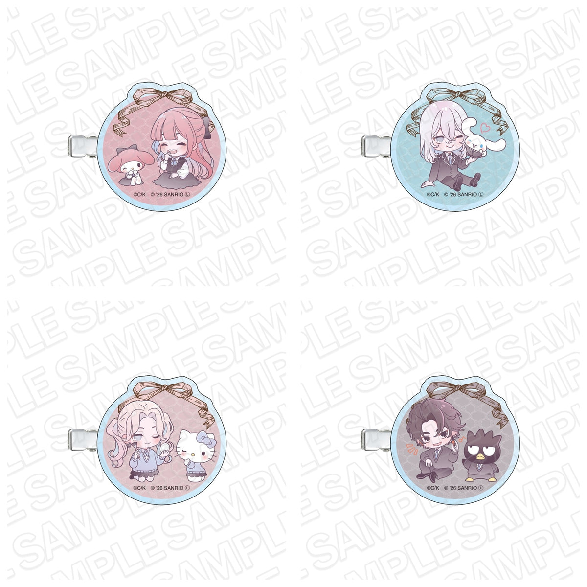 Fall in Love, You False Angels x Sanrio Characters - Chibi Hair Clip complete set of four designs
