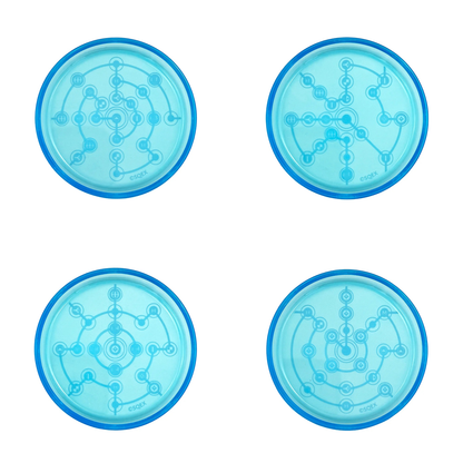 Final Fantasy X 25th Anniversary Kuji E Prize complete set of all four Sphere Grid clear plate designs, shown together on a white background.