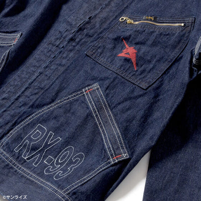 Gundam STRICT-G x Lee RX-93 91-B indigo denim jacket - official photo 3