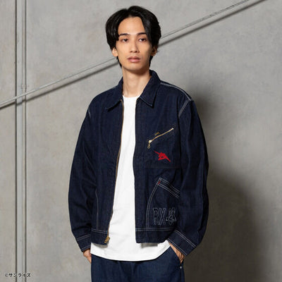 Gundam STRICT-G x Lee RX-93 91-B indigo denim jacket - official photo 5