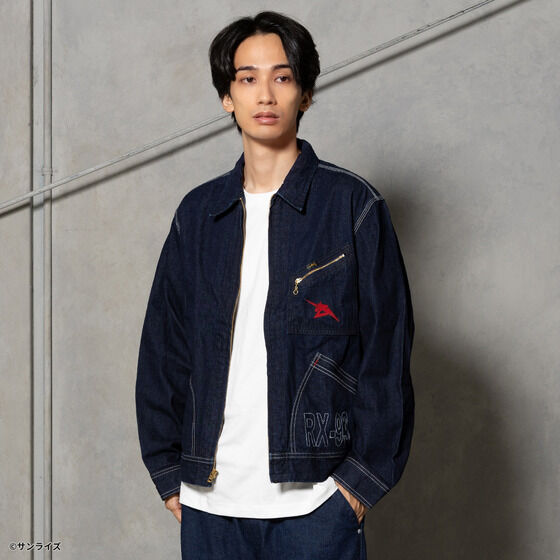 Gundam STRICT-G x Lee RX-93 91-B indigo denim jacket - official photo 5