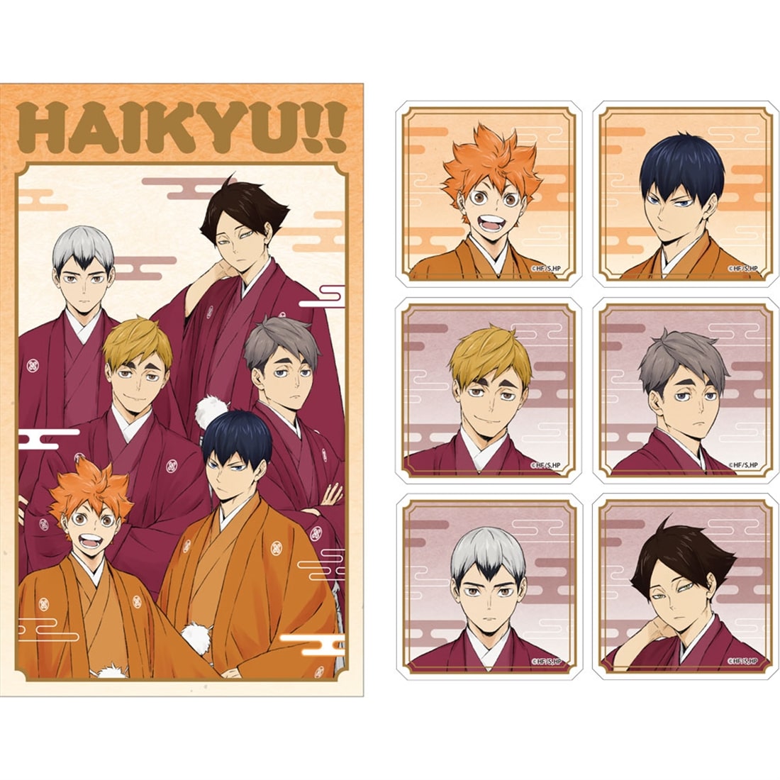 Haikyu!! Karasuno and Inarizaki New Year Pochi Envelope & 6 Stickers - overview