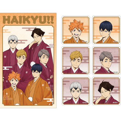 Haikyu!! Karasuno and Inarizaki New Year Pochi Envelope & 6 Stickers - overview