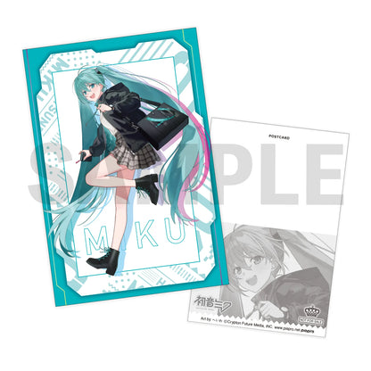 Hatsune Miku bonus postcard featuring Heiwa artwork, front and back