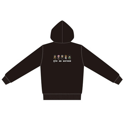 Kiryu black 8-bit zip hoodie back