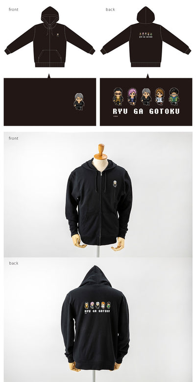 Kiryu 8-bit zip hoodie front, back and detailed sample photos