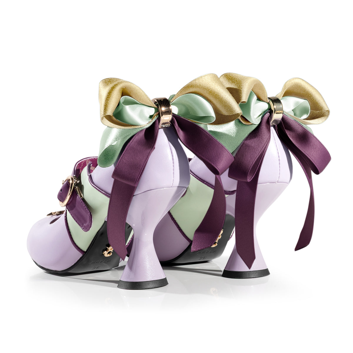 Yoshikage Kira purple pumps with bows - view 2
