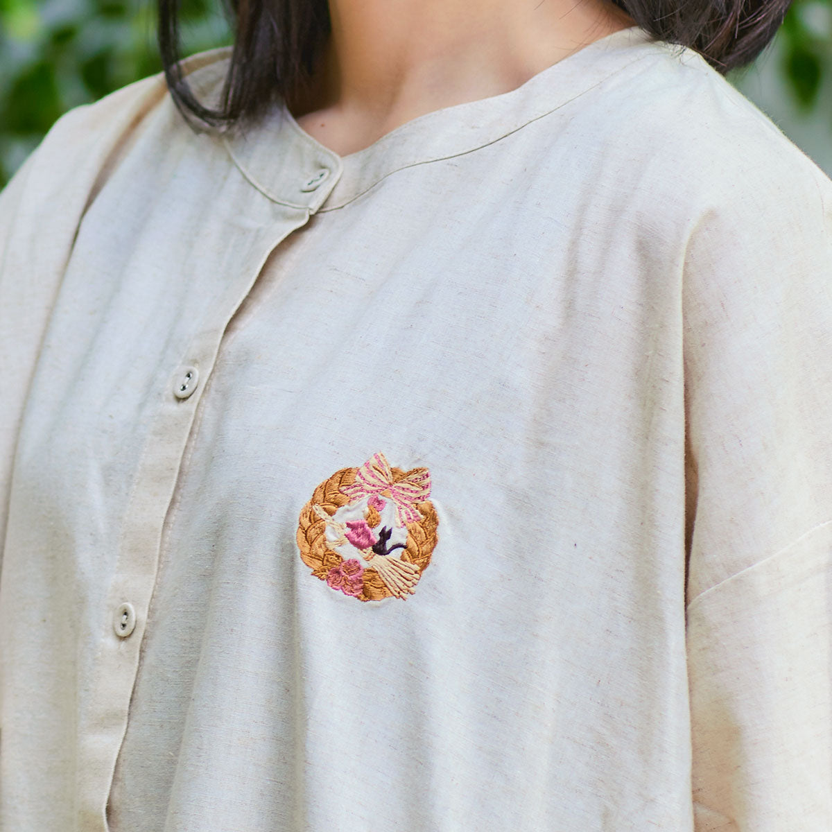 Kiki's Delivery Service Donguri Closet 2-Way Shirt Dress - Bread Wreath Natural - official view 3