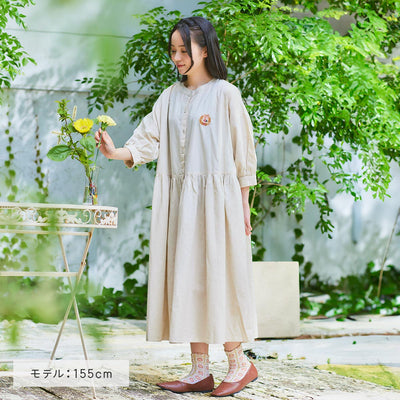 Kiki's Delivery Service Donguri Closet 2-Way Shirt Dress - Bread Wreath Natural - official view 5