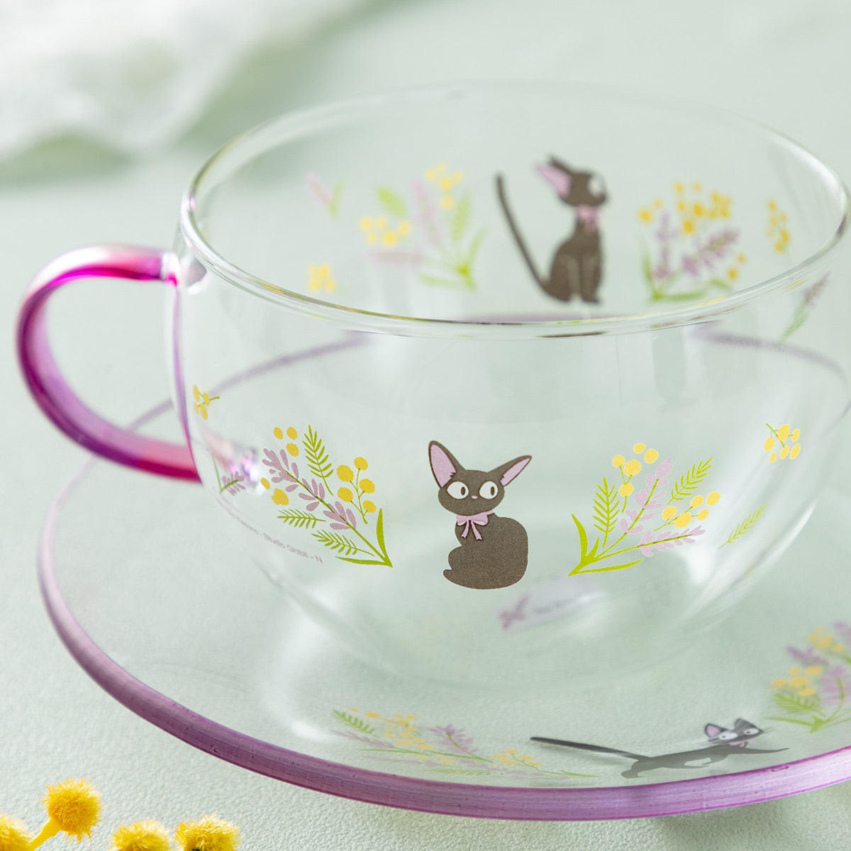 Kiki's Delivery Service - Flower Bouquet Glass Cup and Saucer - official view 4