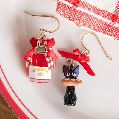 Kiki's Delivery Service Guchokipan Bakery Jam Jar and Jiji Earrings (2 Types) - Pierced Pair - official view 1