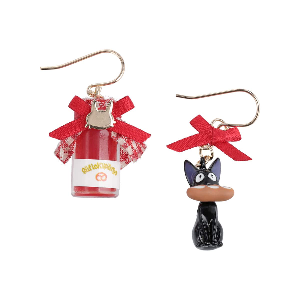 Kiki's Delivery Service Guchokipan Bakery Jam Jar and Jiji Earrings (2 Types) - Pierced Pair - official view 4