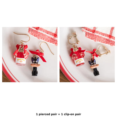 Kiki's Delivery Service Guchokipan Bakery Jam Jar and Jiji Earrings (2 Types) - Complete Set