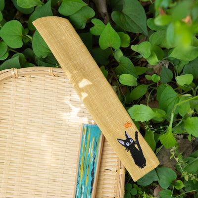 Kiki's Delivery Service Jiji Embroidered Fan Sleeve - Golden Yellow - official view 1