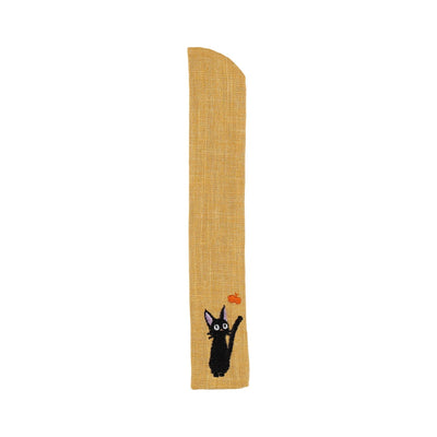 Kiki's Delivery Service Jiji Embroidered Fan Sleeve - Golden Yellow - official view 4