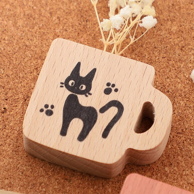 Kiki's Delivery Service Jiji Mug-Shaped Wooden Magnets (2 Types) - Natural - official view 1