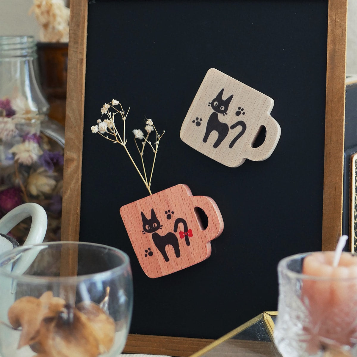 Kiki's Delivery Service Jiji Mug-Shaped Wooden Magnets (2 Types) - Natural - official view 7