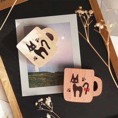 Kiki's Delivery Service Jiji Mug-Shaped Wooden Magnets (2 Types) - Natural - official view 8