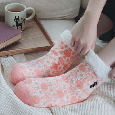Kiki's Delivery Service Jiji Paw-Print Boa-Lined Socks 23-24 cm - official view 7