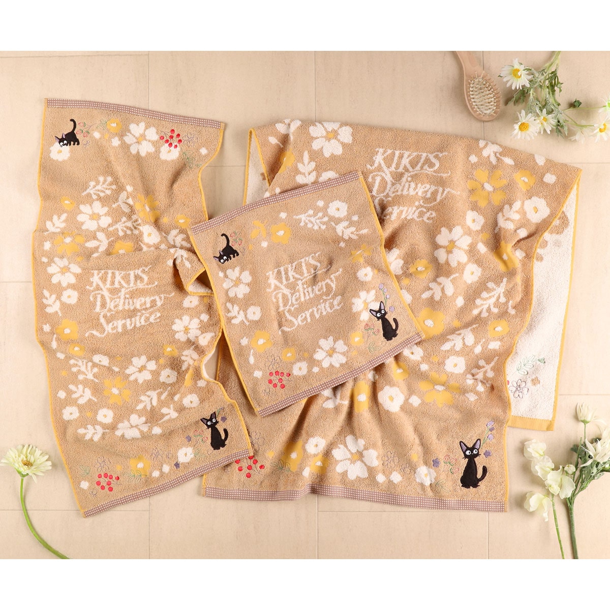 Kiki's Delivery Service - Sepia Flower Towels (4 Types) - Wash Towel - official view 8