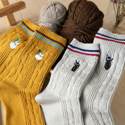 Kiki's Delivery Service Socks - Cable Knit - Light Gray - official product view 6