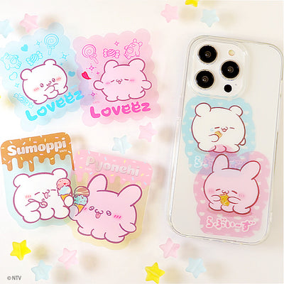 Loveez clear stickers displayed with a phone case