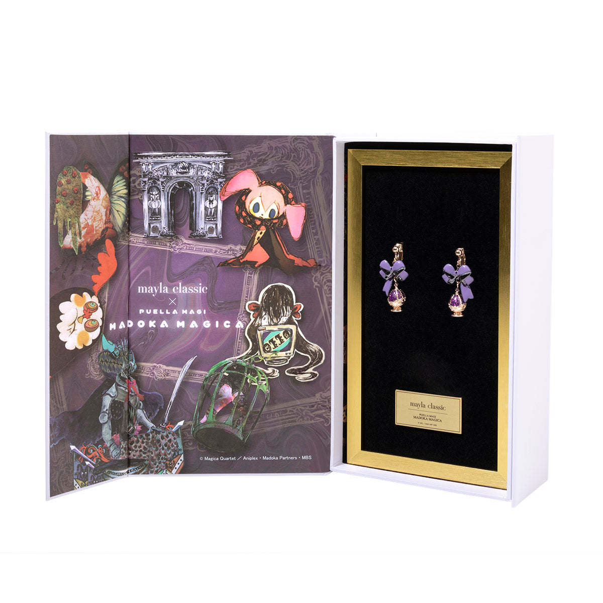 Homura Akemi Soul Gem earrings by Mayla - earrings and display frame