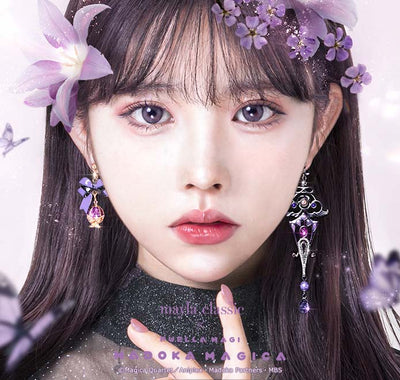 Homura Akemi Soul Gem earrings by Mayla - worn styling