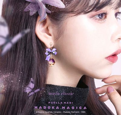 Homura Akemi Soul Gem earrings by Mayla - worn styling