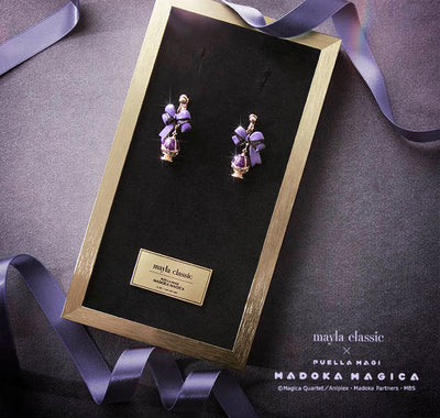 Homura Akemi Soul Gem earrings by Mayla - display presentation