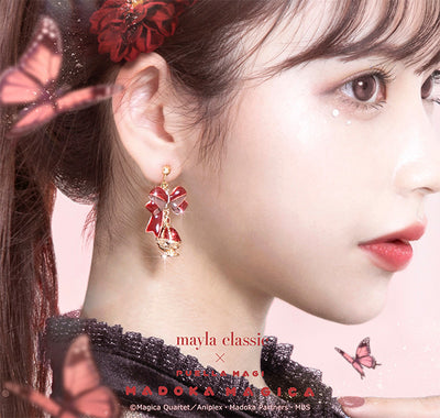 Kyoko Sakura Soul Gem earrings by Mayla - worn styling