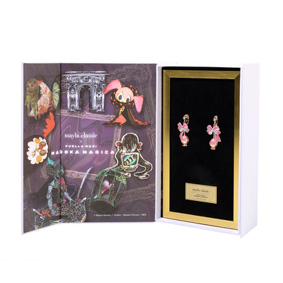 Madoka Kaname Soul Gem earrings by Mayla - earrings and display frame
