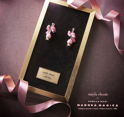 Madoka Kaname Soul Gem earrings by Mayla - display presentation