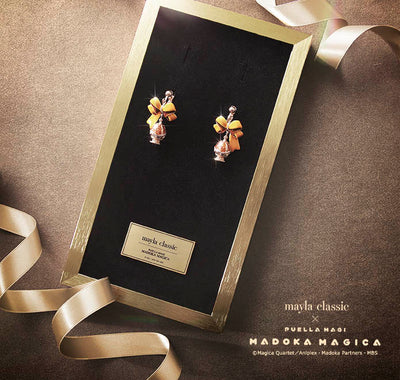Mami Tomoe Soul Gem earrings by Mayla - display presentation