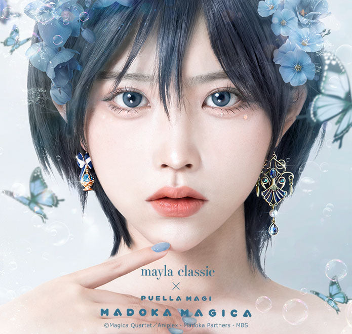 Sayaka Miki Soul Gem earrings by Mayla - worn styling