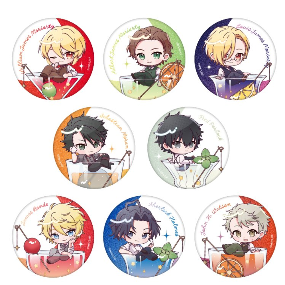 Moriarty the Patriot - complete set of 8 glitter badges