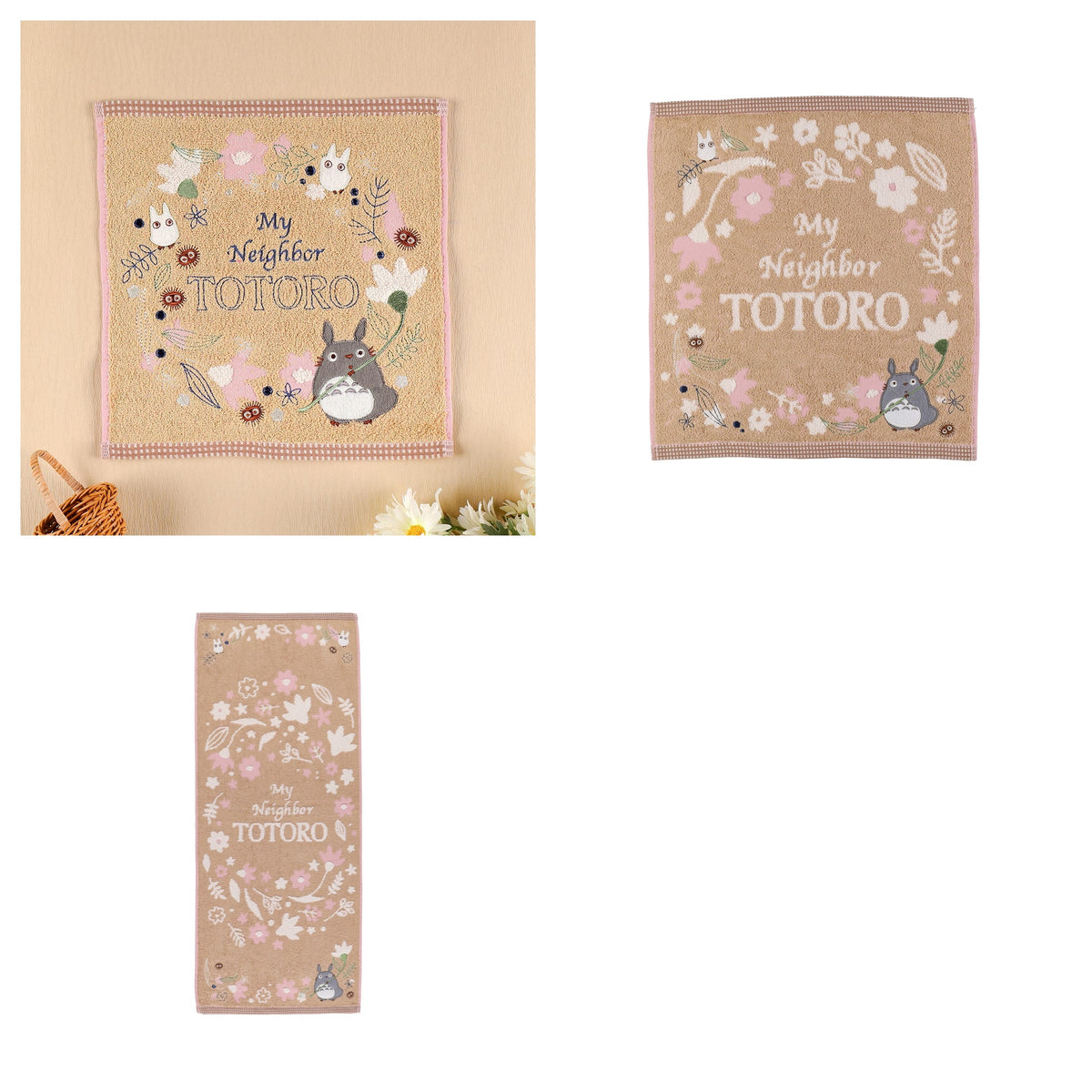 My Neighbor Totoro - Antique Leaf Towels (3 Types) - Complete Set, one of every listed towel