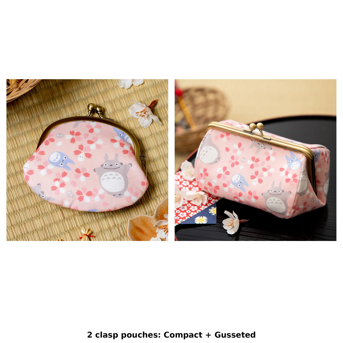 My Neighbor Totoro Cherry Blossom Clasp Pouches (2 Types) - Complete Set