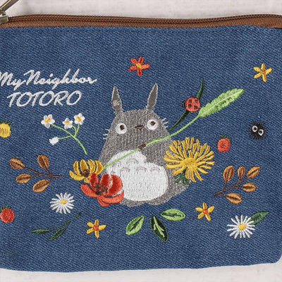 My Neighbor Totoro Denim Embroidery Wreath Pouch - official view 3