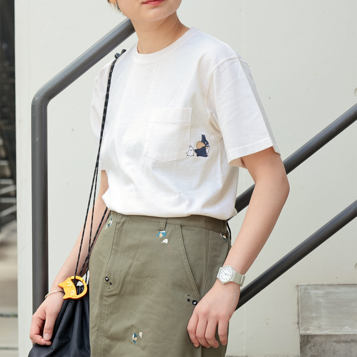 My Neighbor Totoro GBL x Good On Pocket Embroidery T-Shirt - Blue Totoro and White Totoro - official view 2