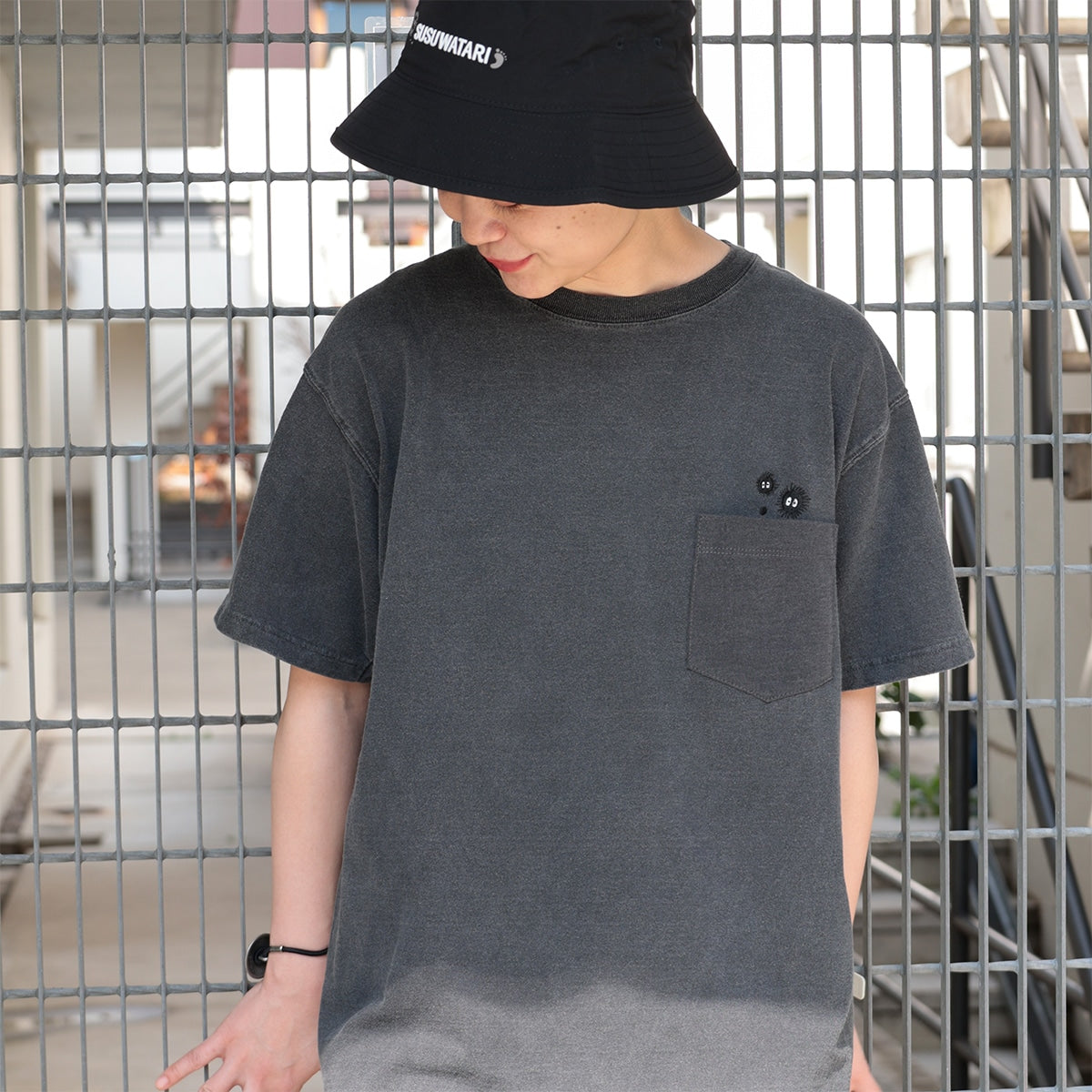 My Neighbor Totoro GBL x Good On Pocket Embroidery T-Shirt - Soot Sprites - official view 6