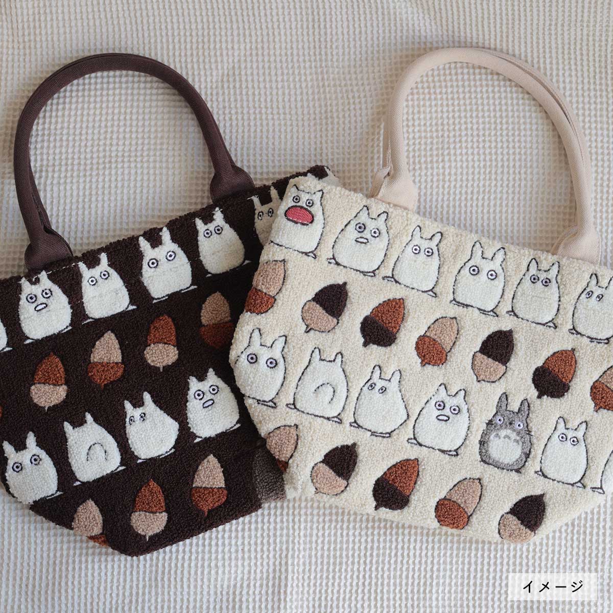 My Neighbor Totoro Hoko Moko Embroidery Ivory Lunch Tote - official view 10