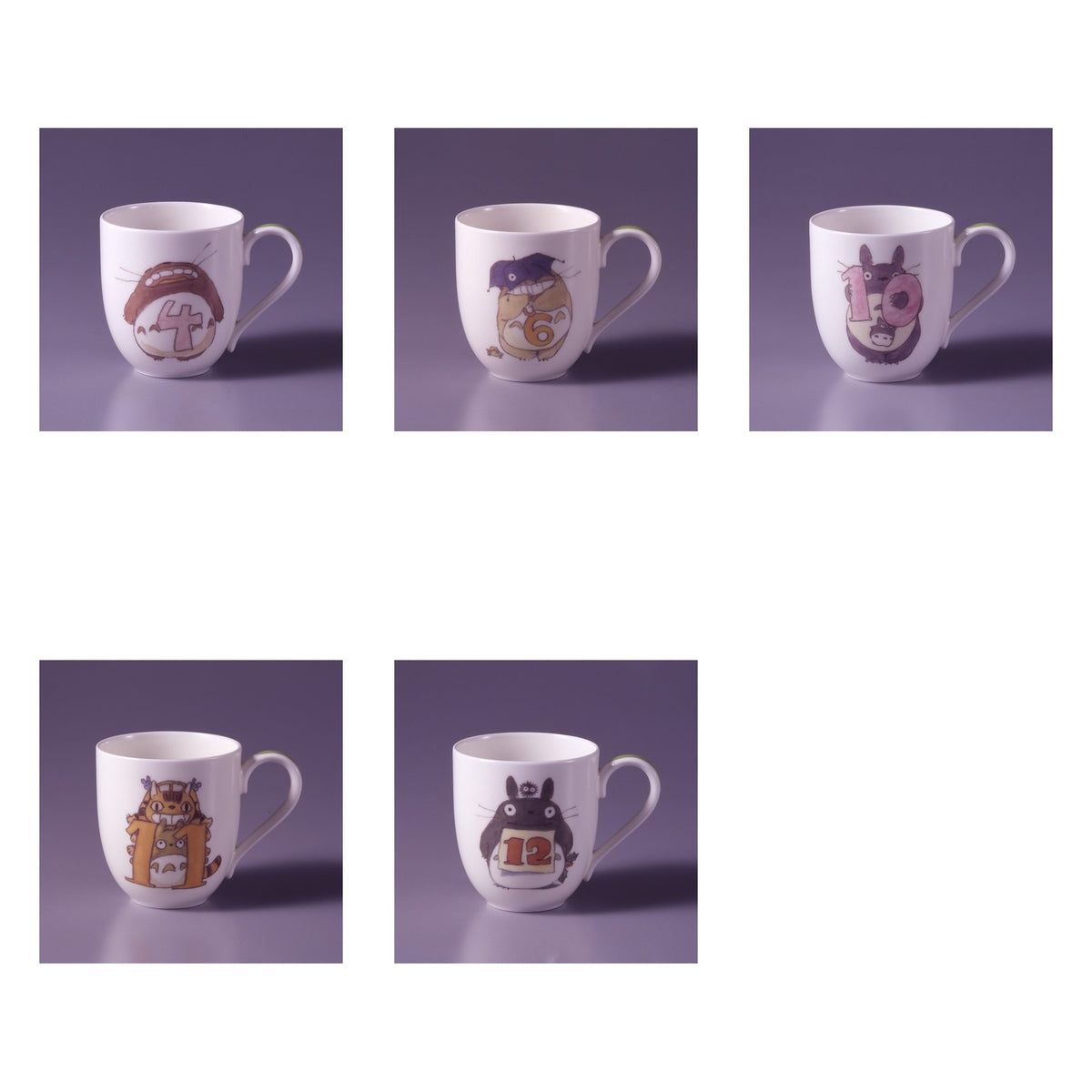 My Neighbor Totoro - Noritake Birth Month Mugs (5 Types) - Complete Set showing all included models