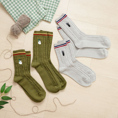My Neighbor Totoro Socks - Cable Knit - Khaki - official product view 6