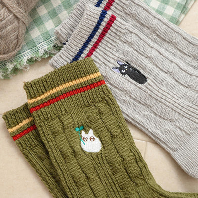 My Neighbor Totoro Socks - Cable Knit - Khaki - official product view 7