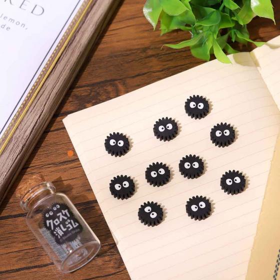 My Neighbor Totoro - Soot Sprite Erasers in a Glass Bottle (10 Pieces) - official view 1