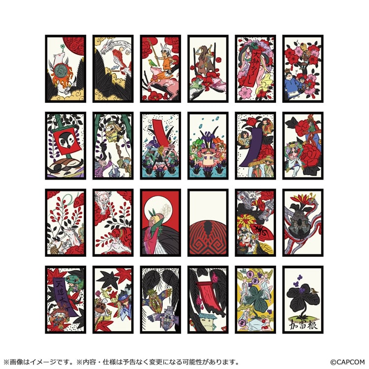 Okami 20th Anniversary Sakura Hanafuda Flake Stickers — pack A — all 24 sticker designs