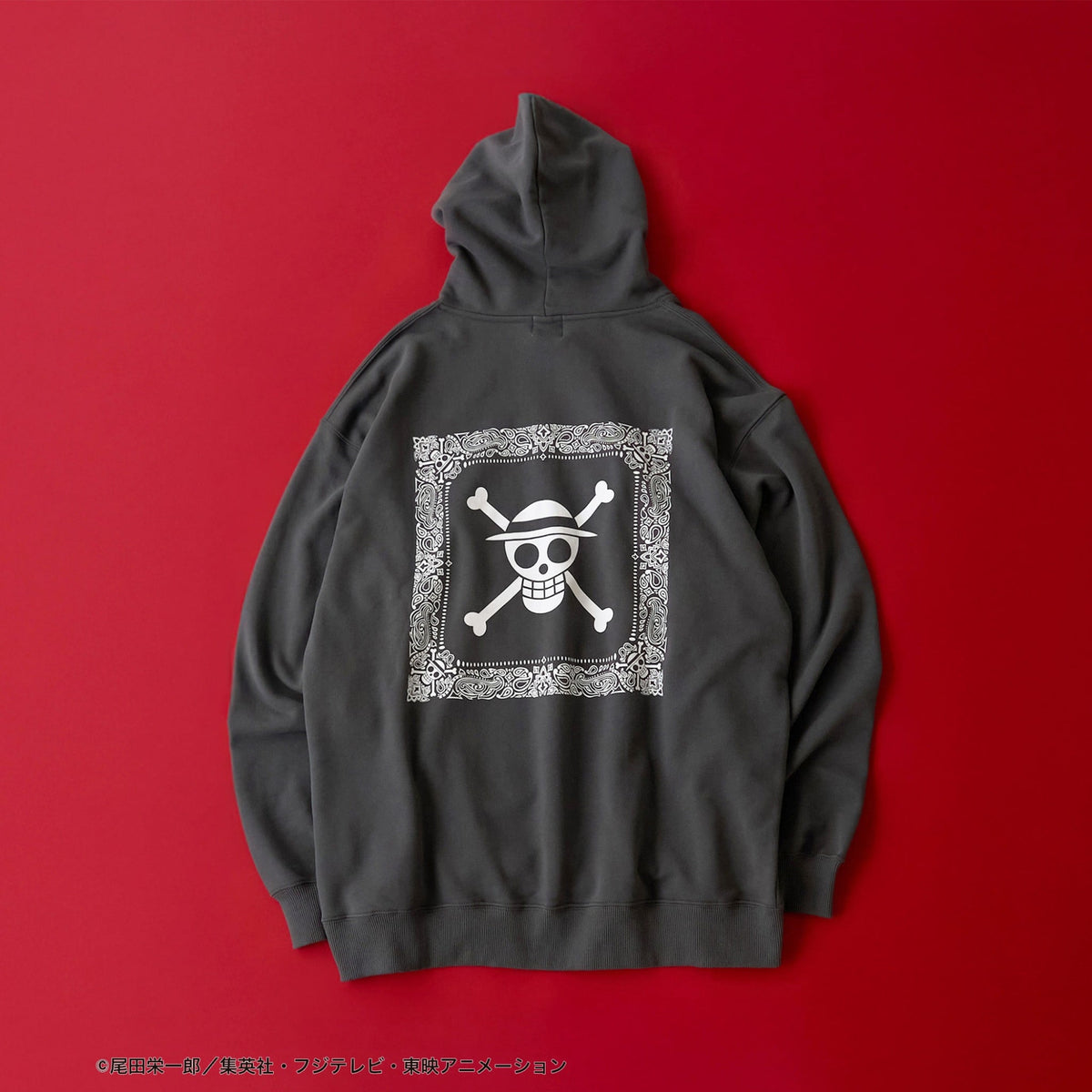 One Piece Luffy Printed Pullover Hoodie Black